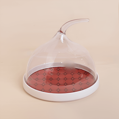 قاعدة سيراميك مع ( غطاء شفاف ضد الكسر) من مجموعة الحُلِي - أحمر - كبير