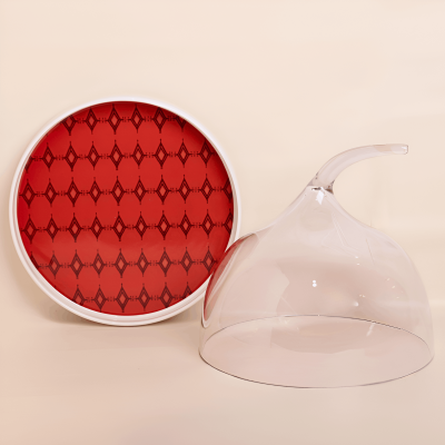 قاعدة سيراميك مع ( غطاء شفاف ضد الكسر) من مجموعة الحُلِي - أحمر - كبير