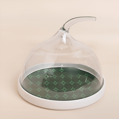 قاعدة سيراميك مع ( غطاء شفاف ضد الكسر)  من مجموعة الحُلِي - أخضر - كبير