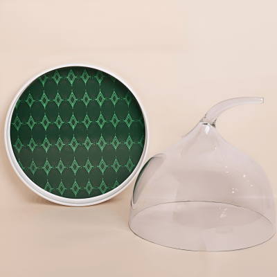 قاعدة سيراميك مع ( غطاء شفاف ضد الكسر)  من مجموعة الحُلِي - أخضر - كبير