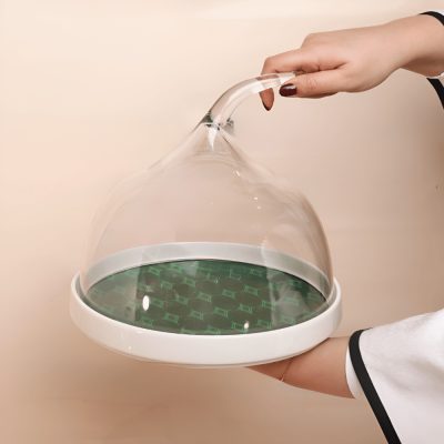 قاعدة سيراميك مع ( غطاء شفاف ضد الكسر)  من مجموعة الحُلِي - أخضر - كبير