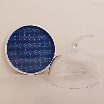 قاعدة سيراميك مع ( غطاء شفاف ضد الكسر) من مجموعة الحُلِي - أزرق - كبير