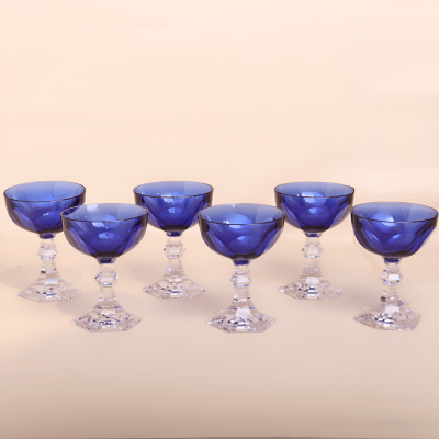 كاسات ايس كريم  لون أزرق ( ضد الكسر ) -  6 قطع