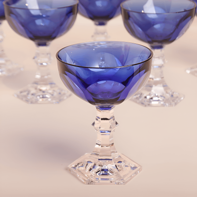 كاسات ايس كريم  لون أزرق ( ضد الكسر ) -  6 قطع