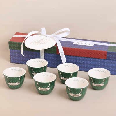 فنجان بتصميم الحُلِي، أخضر - 6 قطع