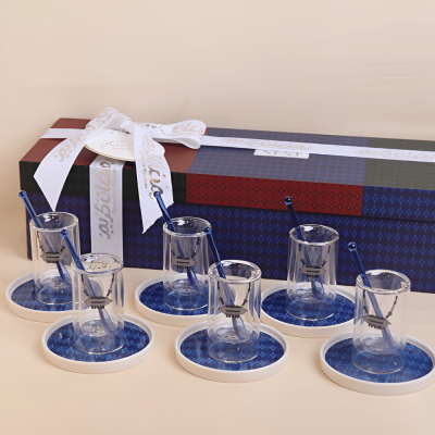 فنجان بتصميم الحُلِي، أزرق - 6 قطع