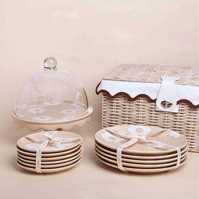 طقم عشاء وارد بورسلان مع سلة