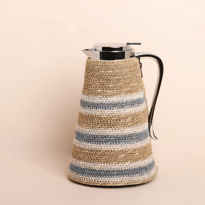 مطارة الأصالة ستانلس ستيل بغطاء يدوي الصنع - أزرق/بيج