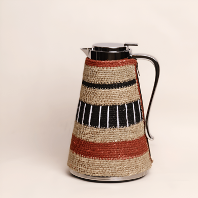 مطارة الأصالة ستانلس ستيل بغطاء يدوي الصنع - برتقالي/أسود