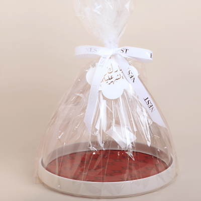 قاعدة سيراميك مع ( غطاء شفاف ضد الكسر) من مجموعة الحُلِي - أحمر - كبير