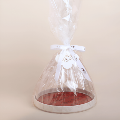 قاعدة سيراميك مع ( غطاء شفاف ضد الكسر)  من مجموعة الحُلِي - أحمر - صغير