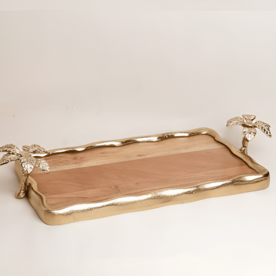 صينية خشب النخيل - ذهبية