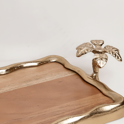 صينية خشب النخيل - ذهبية