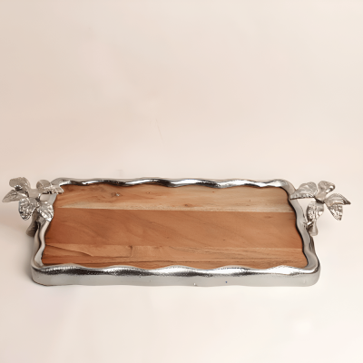 صينية خشب النخيل - فضي