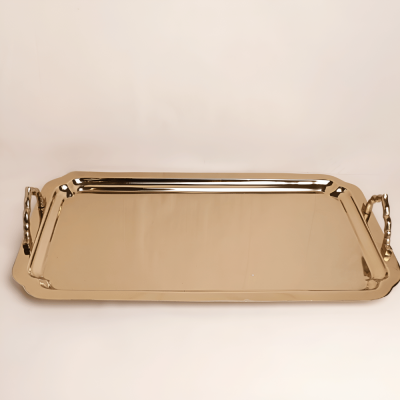 صينية ستانلس ستيل، ذهبي- كبيرة