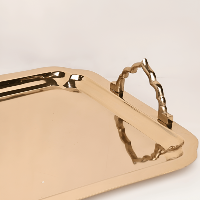 صينية ستانلس ستيل، ذهبي- وسط