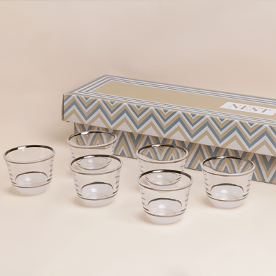 فنجان زجاجي أبيض - 6 قطع