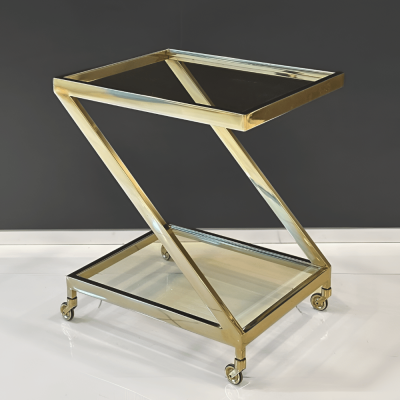 عربة تقديم بطبقتين من الستانلس ستيل