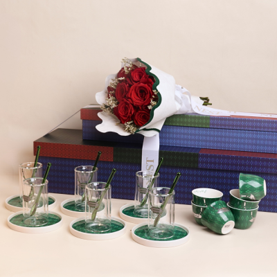 طقم هدية بتصميم القلادة  - أخضر