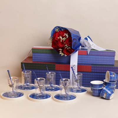 طقم هدية بتصميم القلادة  - أزرق