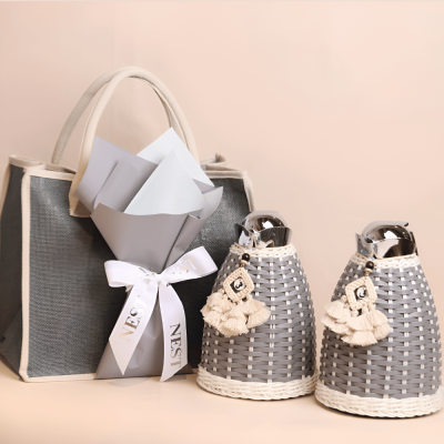 طقم مطارات رزان مع جنطة - رمادي