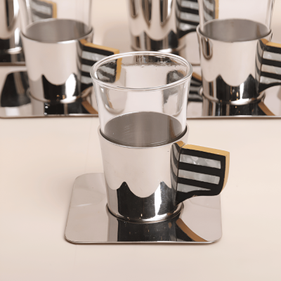 طقم استكانات شاي عدد 6 قطع - اصفر