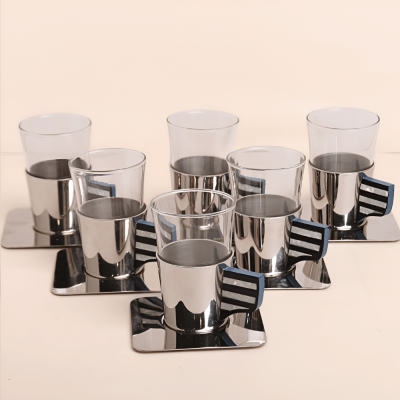 طقم استكانات شاي عدد 6 قطع - ازرق