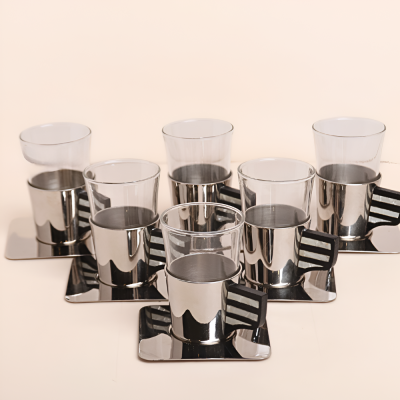 طقم استكانات شاي عدد 6 قطع -اسود