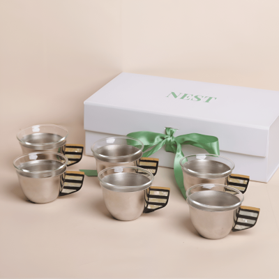 طقم فناجين قهوة عربي 6 قطع - اصفر