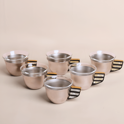 طقم فناجين قهوة عربي 6 قطع - اصفر