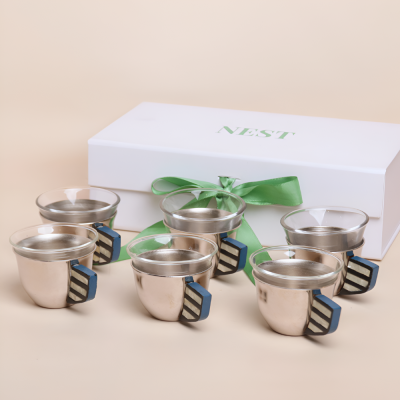 طقم فناجين قهوة عربي 6 قطع - ازرق