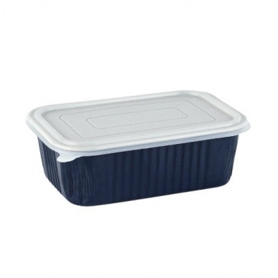 علب الومنيوم فويل مايكرويف مع غطاء مسطح كحلي - 1035 مل (6 حبه)