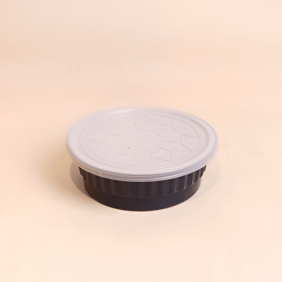 علب الومنيوم فويل مايكرويف مع غطاء مسطح كحلي - 630 مل (6 حبه)