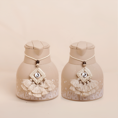 طقم مطارات ورد ستانلس ستيل مع كركوشة - 1لتر