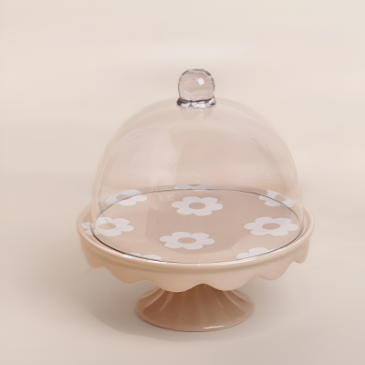 قاعدة كيك  بتصميم الورد مع غطاء