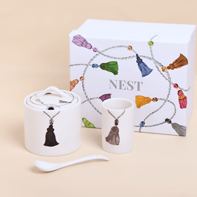 sugar container with spoon holder - grey