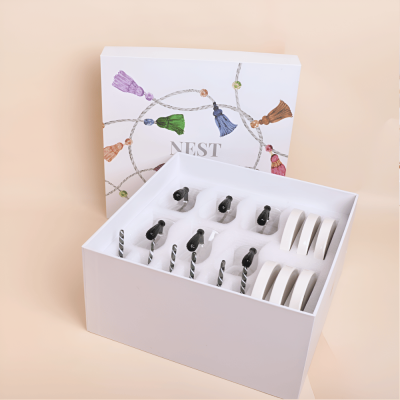 طقم استكانات مع ملاعق شاي بتصميم كراكش - رمادي