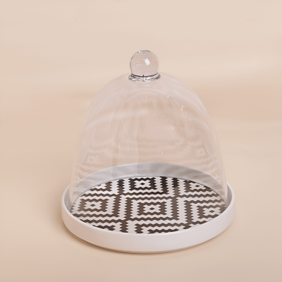 Black Patterned design Cake plate with cover
