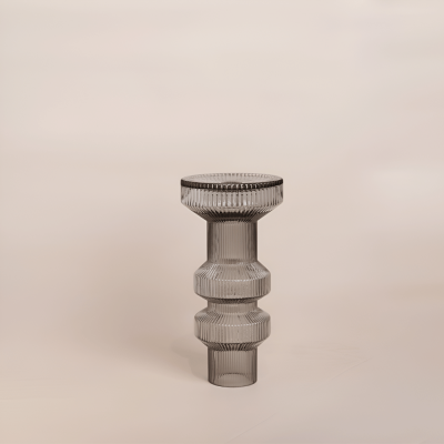 حامل شموع زجاجي زخرفة إسلامية - لون عنبر (صغير)