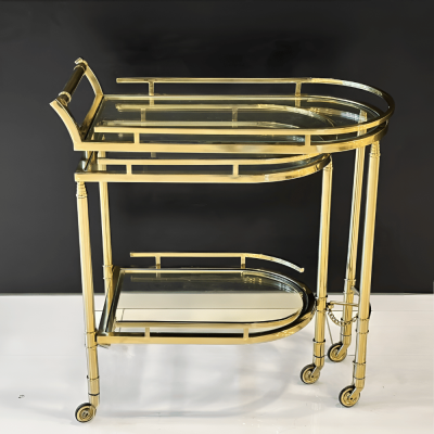 عربة تقديم من الستانلس ستيل بثلاث طبقات قابلة للطي