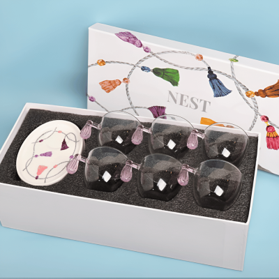 طقم فناجين تركي بتصميم كراكش - وردي