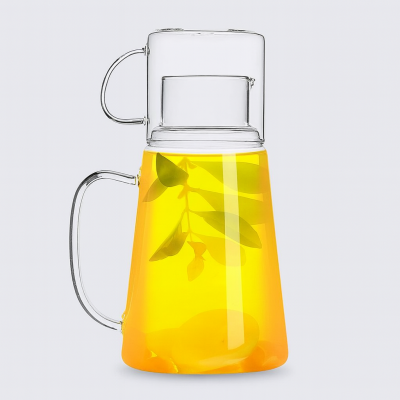 دولكة زجاجية للماء والعصائر من الزجاج مع كوب - 1 لتر