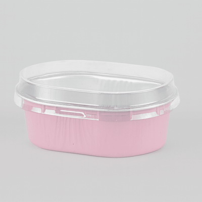 علب الومنيوم فويل مايكرويف مع غطاء مسطح وردي - 68 مل (20 حبه)