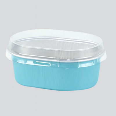 علب الومنيوم فويل مايكرويف مع غطاء مسطح أزرق فاتح - 68 مل (20 حبه)