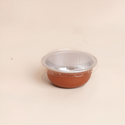 علب الومنيوم فويل مايكرويف مع غطاء مسطح بني - 50 مل (20 حبه)