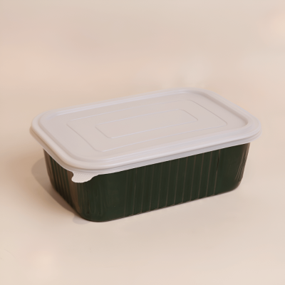 علب الومنيوم فويل مايكرويف مع غطاء مسطح كحلي - 1035 مل (6 حبه)