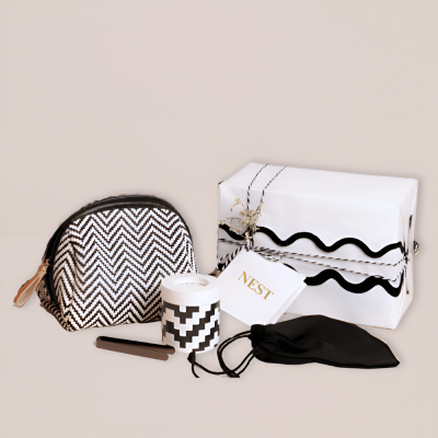 حقيبة البخور مع المبخرة - أسود/أبيض