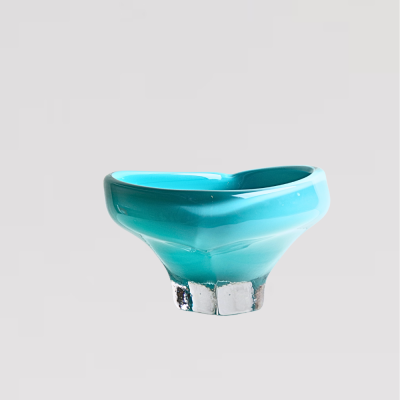 وعاء زجاجي مربع - تركوازي