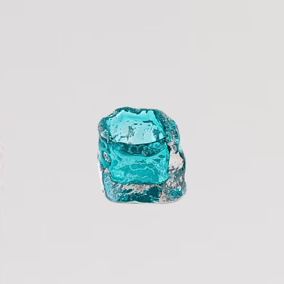 وعاء زجاجي مربع بحافة مموجة (صغير) - تركوازي