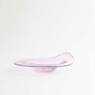 صحن تقديم زجاجي - وردي